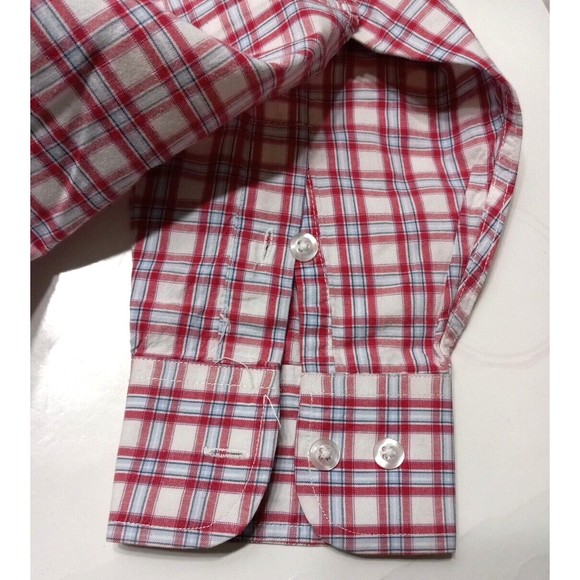 Panhandle Slim Long Sleeve Spell Out Size Small Western Plaid Red White Rodeo - Picture 5 of 11